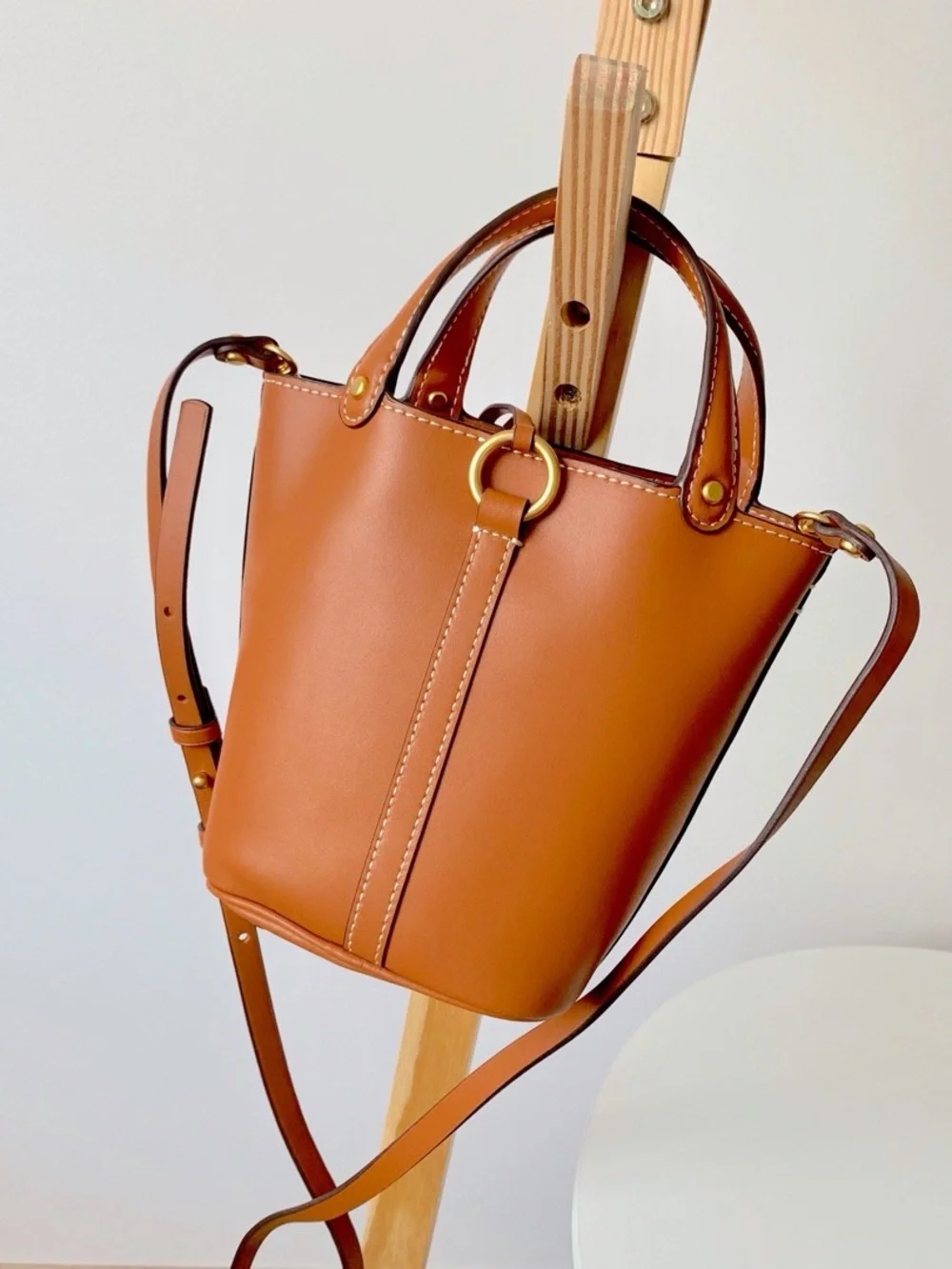 Tory Burch Brown Miller Mini Bucket Bag